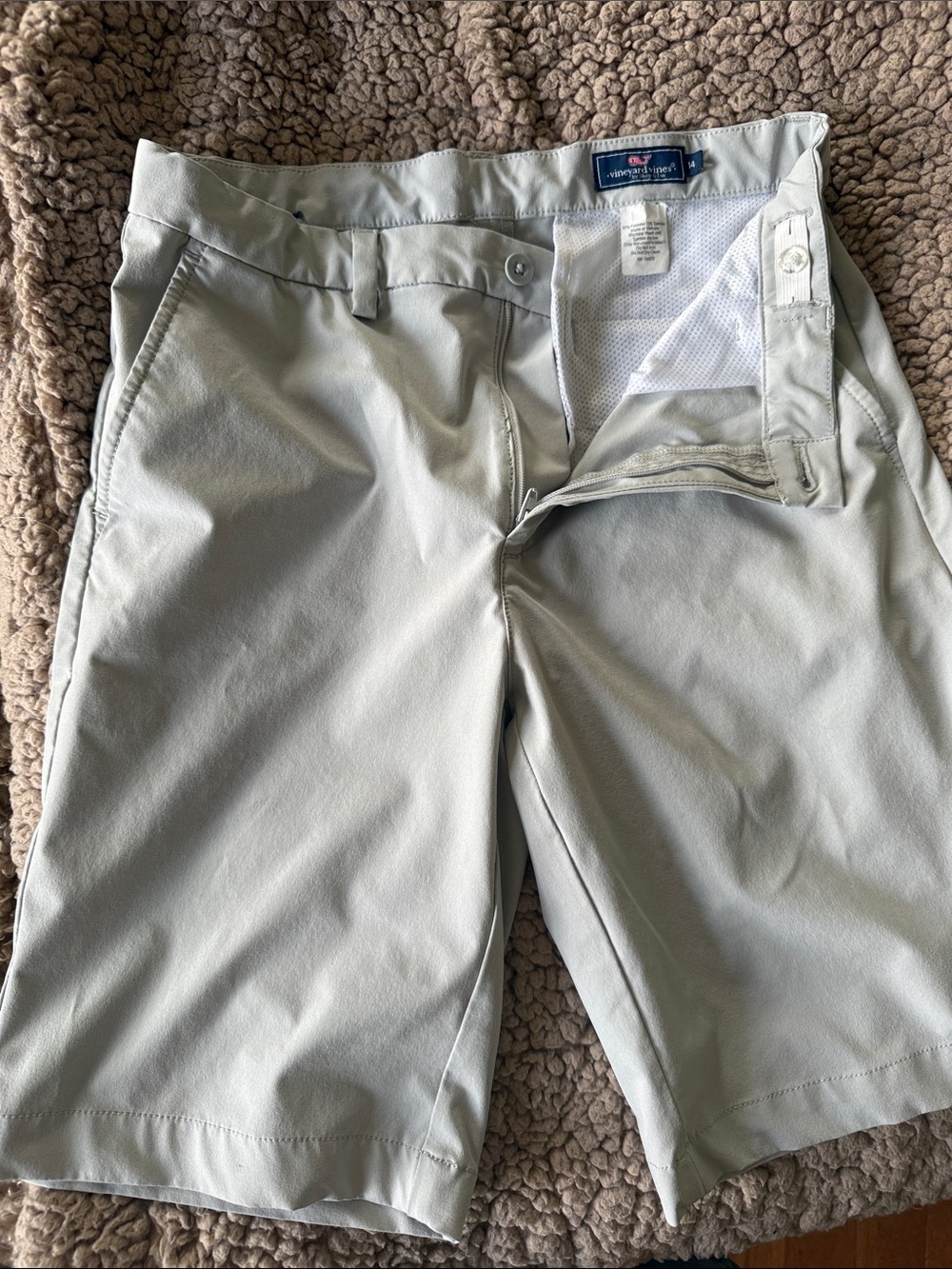 Boys Vineyard Vines Pale Gray Performance Golf Shorts